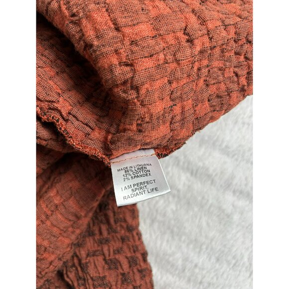 Flax Women's Textured Knit Scoop Neck Long Sleeve Casual Blouse Brown Large - Picture 4 of 9